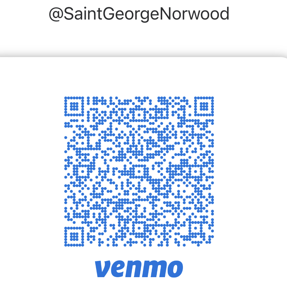 Click for credit card donations. Scan to use Venmo